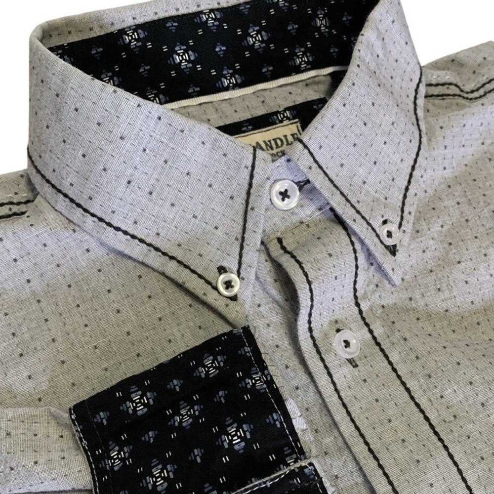 Panhandle Rough Stock Button Up Long Sleeve Shirt Men's M Gray Designed in Texas